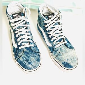 Vans Sk8-Hi Blue Denim Acid Wash Sneakers - Women's Sz 6